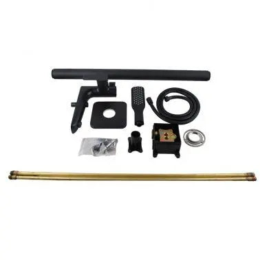 Chrome/Black Floor Standing Mixer With Diverter & Handheld Shower(Brass) FIL Kitchen Bathroom