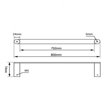 RUSHY Single Towel Rail 800mm Chrome and Colours