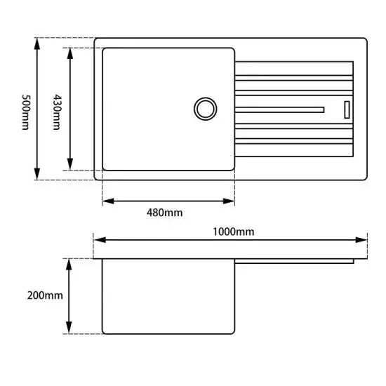 1000x500x200mm White Granite Stone Kitchen Sink with Drainboard Top/Undermount FIL Kitchen Bathroom