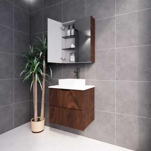 Bali Brown Oak Single Bowl Wall Hung Vanity 600mm/750mm/900mm/1200mm/1500mm - FIL Kitchen Bathroom