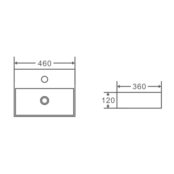 Kube 46M Wall-Hung Basin 460 x 360 x 120mm