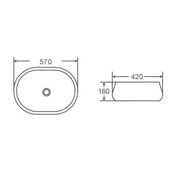 Lusso 57 Above Counter Designer Basin 570 x 420 x 160mm