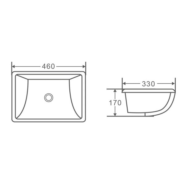 Nue 460 x 330 x 170mm Undercounter Basin