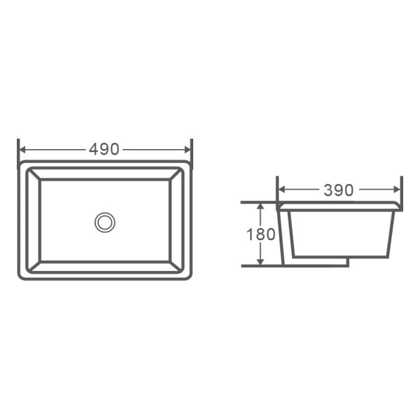 Nue 490 x 390 x 180mm Undercounter Basin