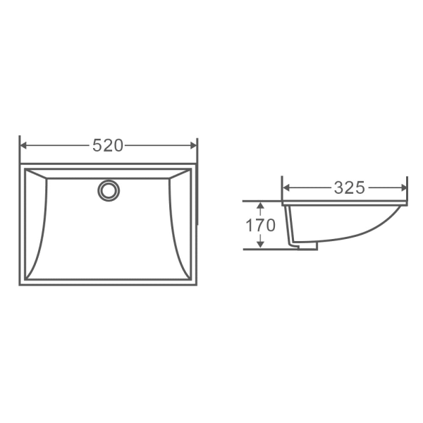 Nue 520X325X170mm Undercounter Basin