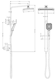 ACL Ceram Twin Rail Shower Set PHC636-201 dimensions diagram