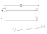 LUCID PIN Round Single Towel Rack Rail 800mm Chrome and Colours FIL Kitchen Bathroom