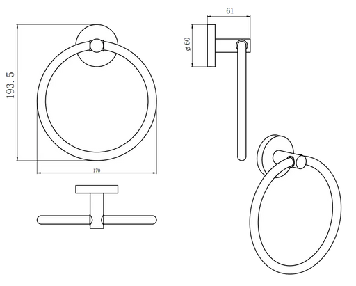 LUCID PIN Round Hand Towel Ring FIL Kitchen Bathroom