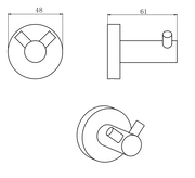 LUCID PIN Round Chrome/Black 304 Stainless Steel Double Wall Hook FIL Kitchen Bathroom