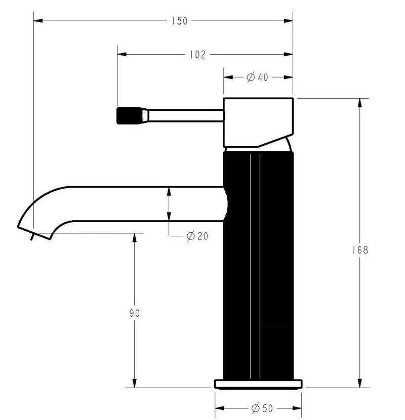 IKON Linie Solid Brass GunMetal Short Basin Mixer Tap - FIL Kitchen Bathroom