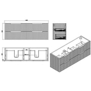 Bali Brown Oak Double Bowl Wall Hung Vanity 1200mm/1500mm/1800mm - FIL Kitchen Bathroom