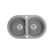Laveo 470*780*204mm Grey Granite Stone Sink Double Bowls(including Space Saving Siphon and Automatic Plug) FIL Kitchen Bathroom