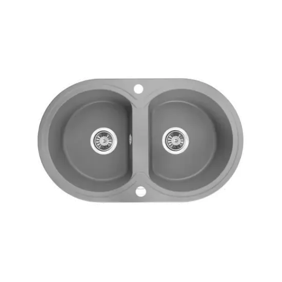 Laveo 470*780*204mm Grey Granite Stone Sink Double Bowls(including Space Saving Siphon and Automatic Plug) FIL Kitchen Bathroom