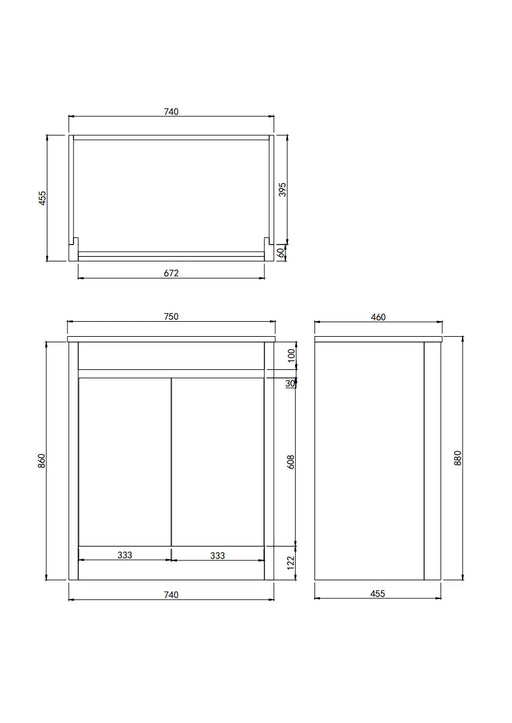 Pako FreeStanding Vanity PVC (750mm) Lukka