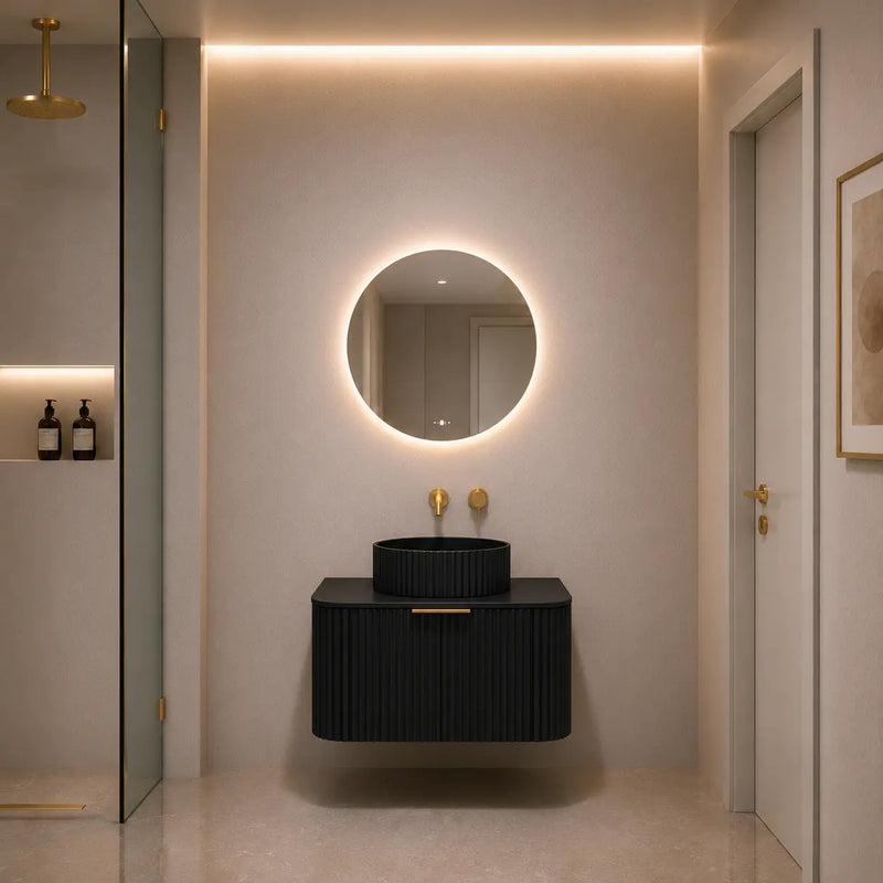 Agena Modern Fluted Cabinet Matte Black LK-MA750W-MB