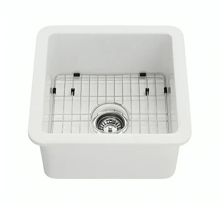 SINGLE BOWL FIRECLAY UNDERMOUNT KITCHEN SINK GLOSS WHITE/MATTE BLACK 457MM CETO