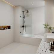 Covey Frameless Fixed Bathtub Curved Corner Shower Screens (900mm) COVEY