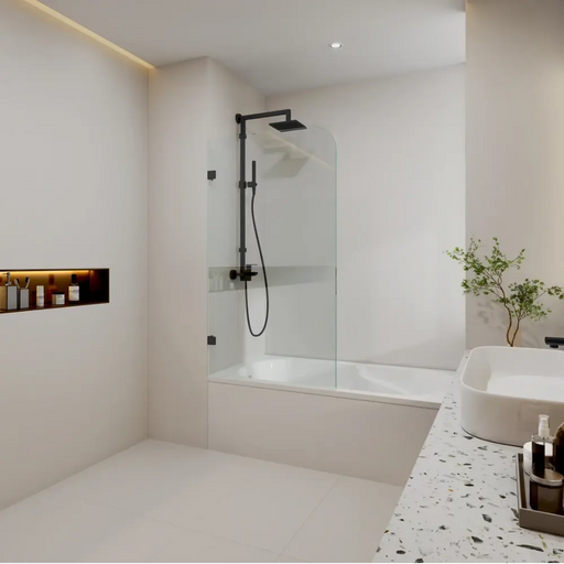 Covey Frameless Fixed Bathtub Curved Corner Shower Screens (900mm) COVEY