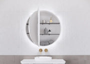 Round LED Shaving Cabinet Matte White/Matte Black 800x800x150mm - FIL Kitchen Bathroom
