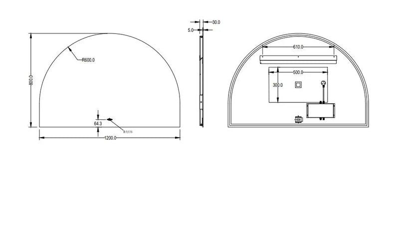 Lukka Arco Back Lit Mirror Pencil Edge Lukka