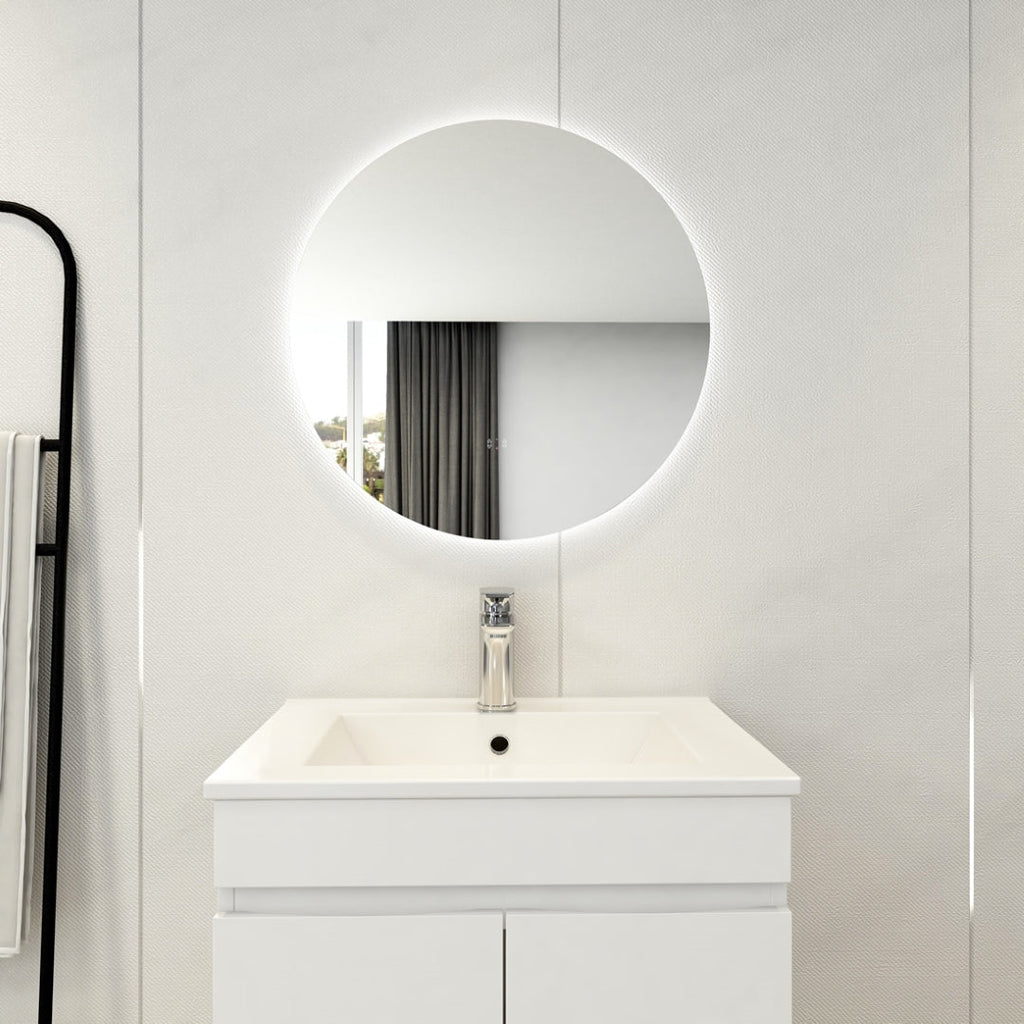 POSEIDON ROUND BACKLIT LED MIRROR 3 COLOUR LIGHTS 600X600MM