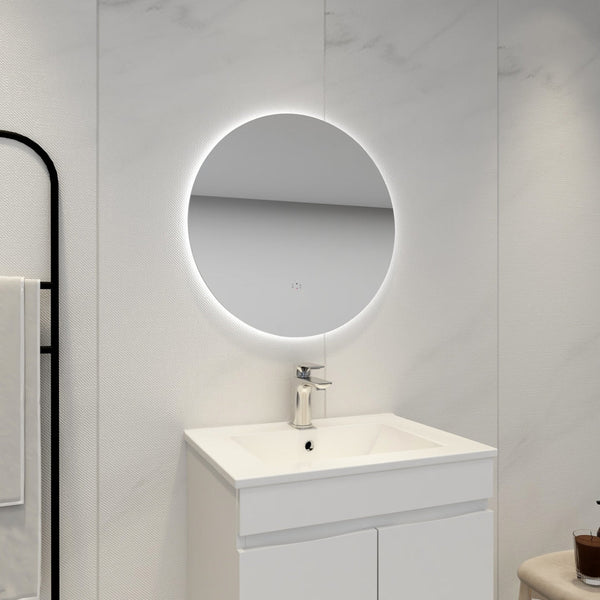 POSEIDON ROUND BACKLIT LED MIRROR 3 COLOUR LIGHTS 600X600MM