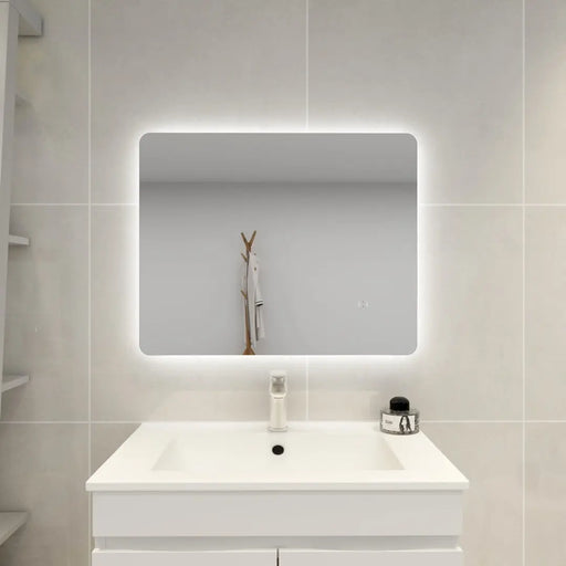 POSEIDON RECTANGLE CURVED RIM BACKLIT LED MIRROR 3 COLOUR LIGHT 750X600MM - FIL Kitchen Bathroom