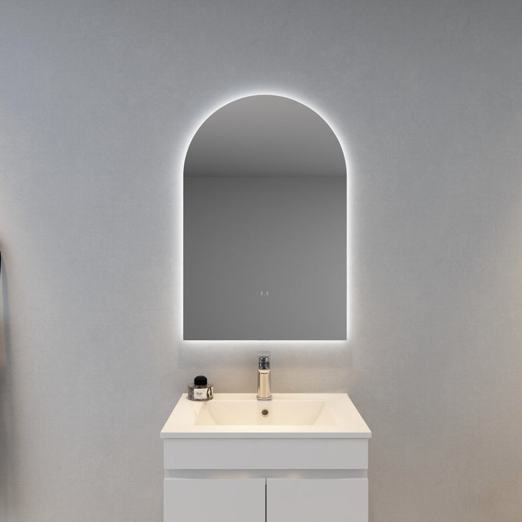 POSEIDON ARCH BACKLIT LED MIRROR 3 COLOUR LIGHTS 600X900MM