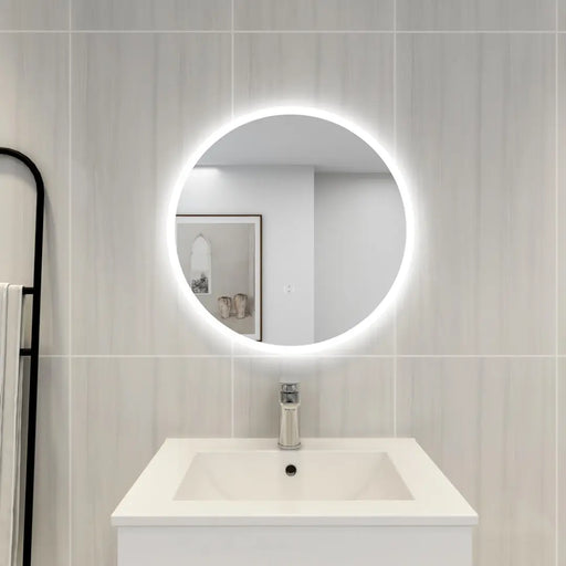 POSEIDON ACRYLIC ROUND BACKLIT LED MIRROR 3 COLOUR LIGHTS 600X600MM - FIL Kitchen Bathroom
