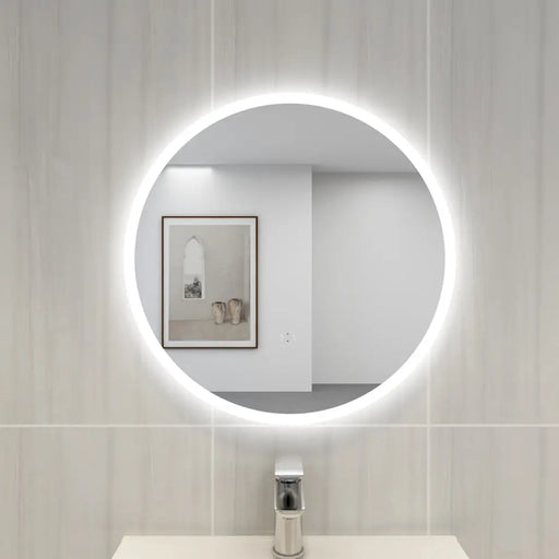 POSEIDON ACRYLIC ROUND BACKLIT LED MIRROR 3 COLOUR LIGHTS 600X600MM - FIL Kitchen Bathroom