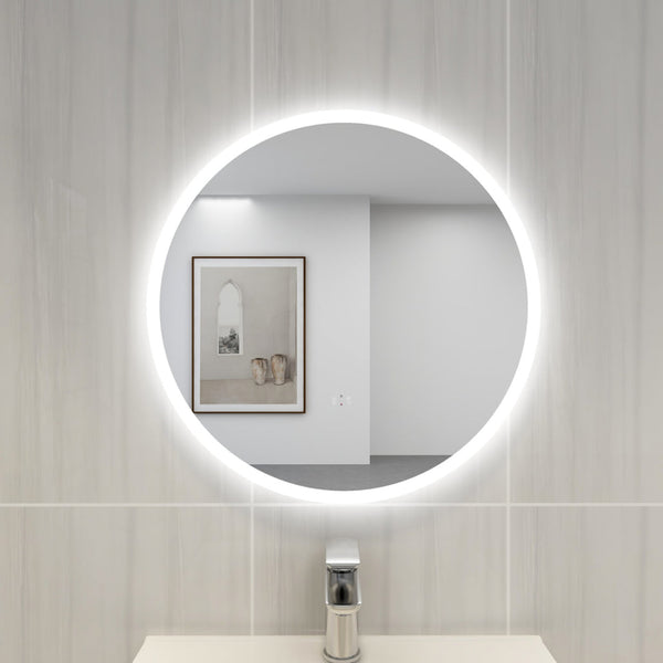 POSEIDON ACRYLIC ROUND BACKLIT LED MIRROR 3 COLOUR LIGHTS 600X600MM