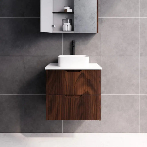 Bali Brown Oak Single Bowl Wall Hung Vanity 600mm/750mm/900mm/1200mm/1500mm - FIL Kitchen Bathroom