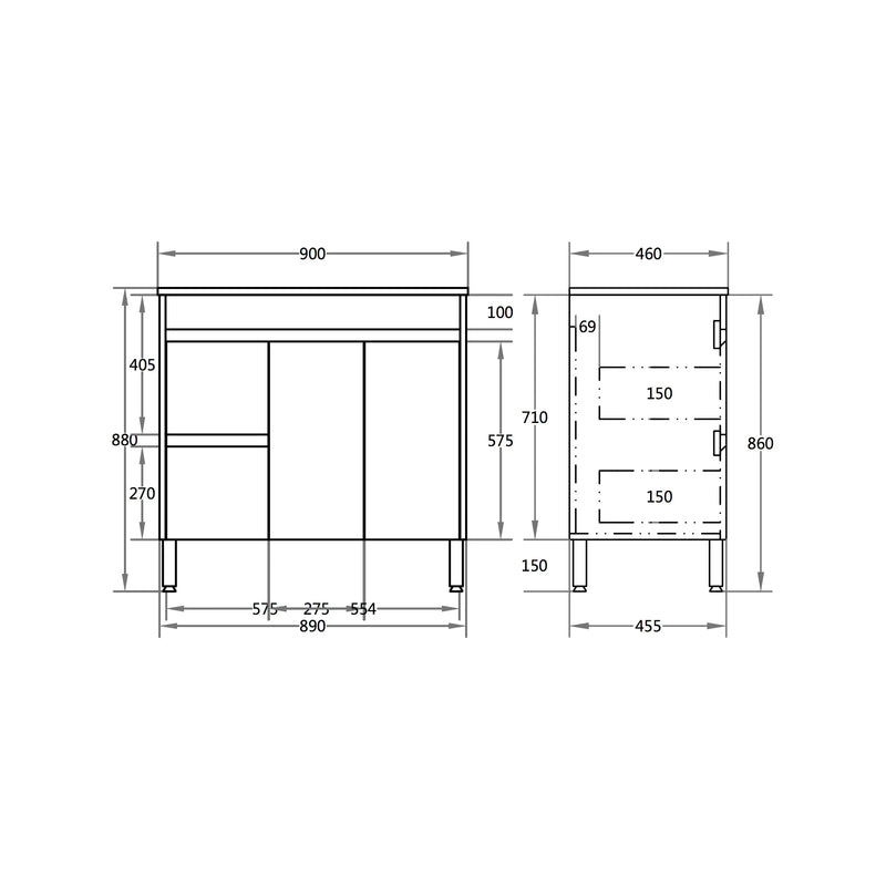 Nova Poly Wood Freestanding Vanity-Concrete Grey (750mm/900mm) - FIL Kitchen Bathroom