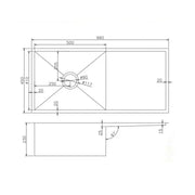 960x450x230mm Chrome Stainless Steel Single Bowl Kitchen Sink Aquaperla