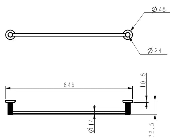 Linie Single Towel Rail 600 mm - FIL Kitchen Bathroom