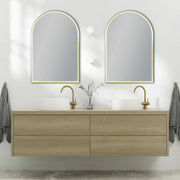 Arch LED Framed Bathroom Mirror Brushed Gold 600x900mm - FIL Kitchen Bathroom