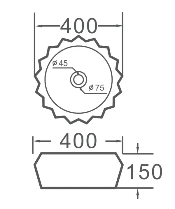 VITO Oslo Diamond Round Ceramic Above-Counter Basin (400MM) POSEIDON