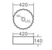 VITO Oslo Fluted Round Ceramic Above-Counter Basin (420MM) POSEIDON