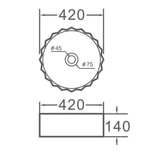 VITO Oslo Fluted Round Ceramic Above-Counter Basin (420MM) POSEIDON