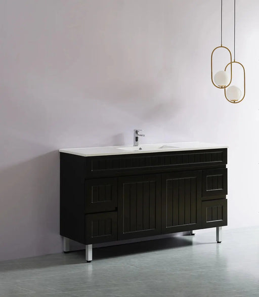 Acacia Shaker Pvc Free Standing Vanity Matte Black 1200mm/1500mm(Single Bowl/Double Bowl) - FIL Kitchen Bathroom
