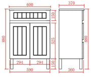 Acacia Shaker Pvc Free Standing Vanity Matte White 600mmX370mm - FIL Kitchen Bathroom