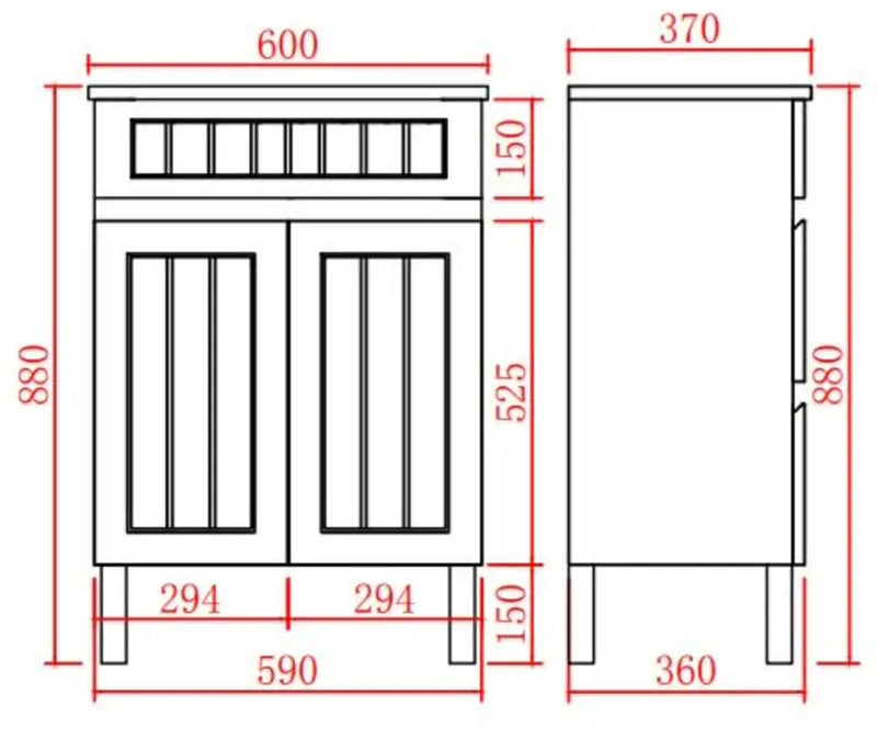 Acacia Shaker Pvc Free Standing Vanity Matte White 600mmX370mm - FIL Kitchen Bathroom