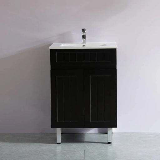 Acacia Shaker Pvc Free Standing Vanity Matte Black 600mm/750mm/900mm - FIL Kitchen Bathroom