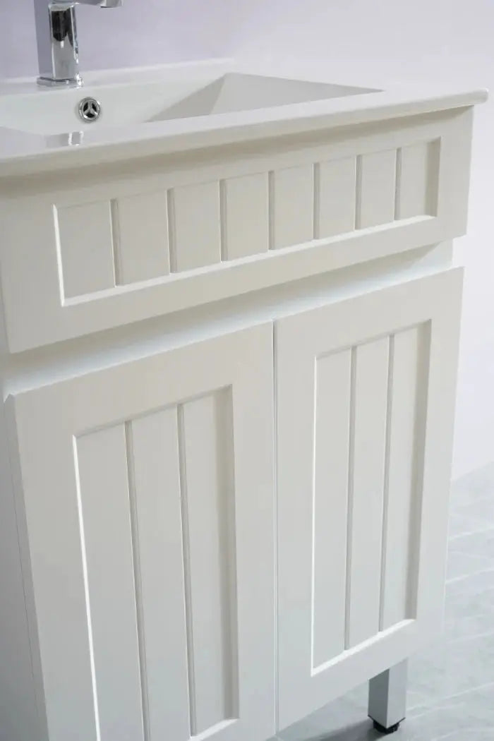 Acacia Shaker Pvc Free Standing Vanity Matte White 600mm/750mm/900mm - FIL Kitchen Bathroom