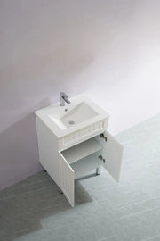 Acacia Shaker Pvc Free Standing Vanity Matte White 600mm/750mm/900mm - FIL Kitchen Bathroom