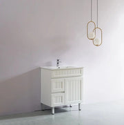 Acacia Shaker Pvc Free Standing Vanity Matte White 600mm/750mm/900mm - FIL Kitchen Bathroom