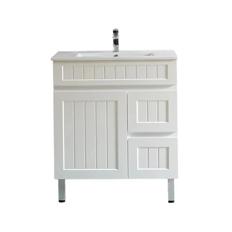 Acacia Shaker Pvc Free Standing Vanity Matte White 600mm/750mm/900mm - FIL Kitchen Bathroom