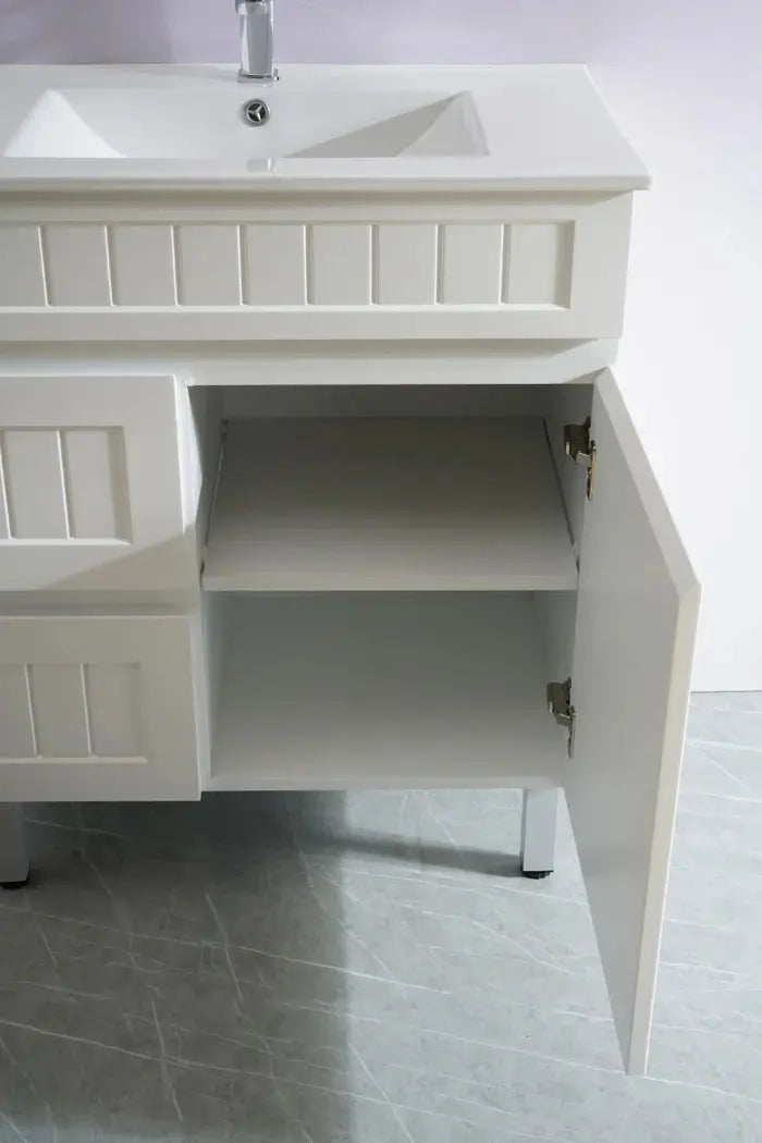 Acacia Shaker Pvc Free Standing Vanity Matte White 600mm/750mm/900mm - FIL Kitchen Bathroom