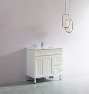 Acacia Shaker Pvc Free Standing Vanity Matte White 600mm/750mm/900mm - FIL Kitchen Bathroom