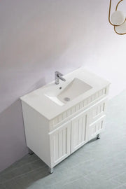 Acacia Shaker Pvc Free Standing Vanity Matte White 600mm/750mm/900mm - FIL Kitchen Bathroom